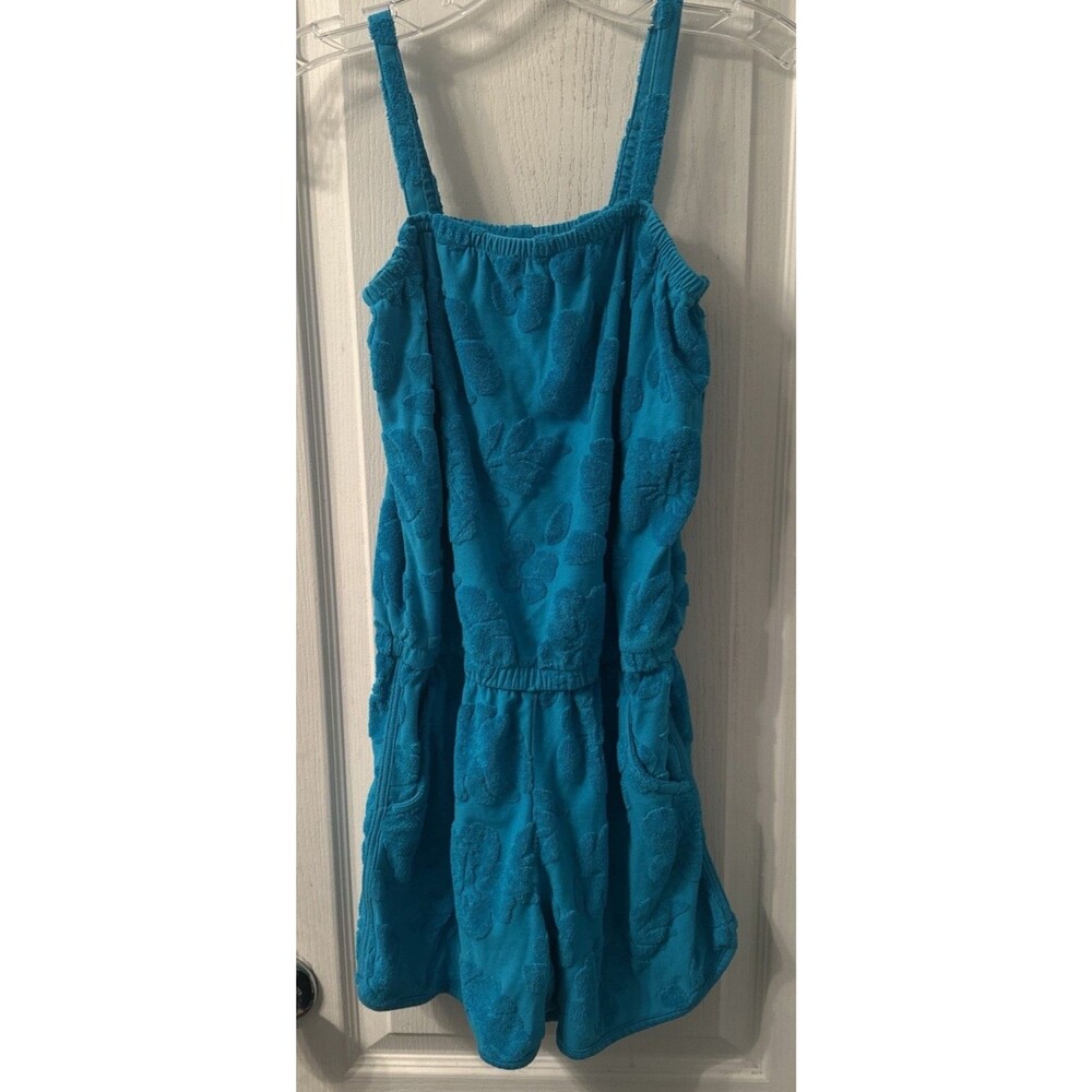 Girls‎ Cat & Jack Terrycloth Turquoise Romper Xl 14 Beach